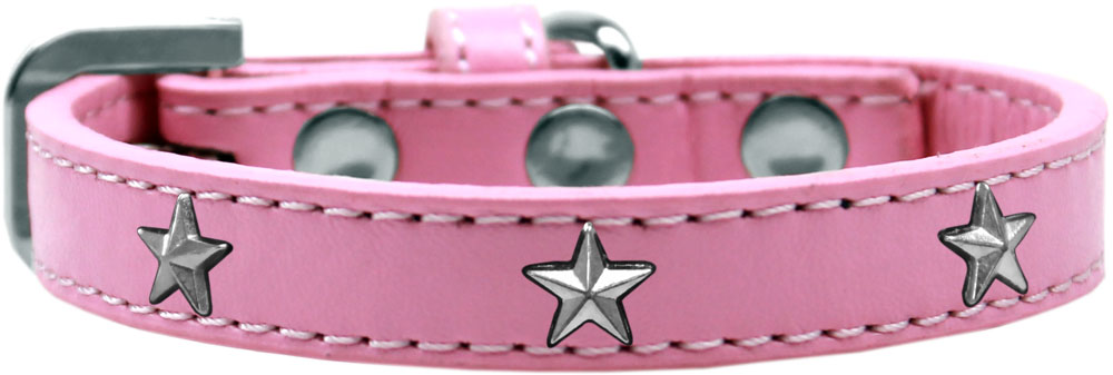 Silver Star Widget Dog Collar Light Pink Size 12